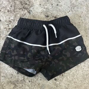 Kids Black and Green Swim Trunks